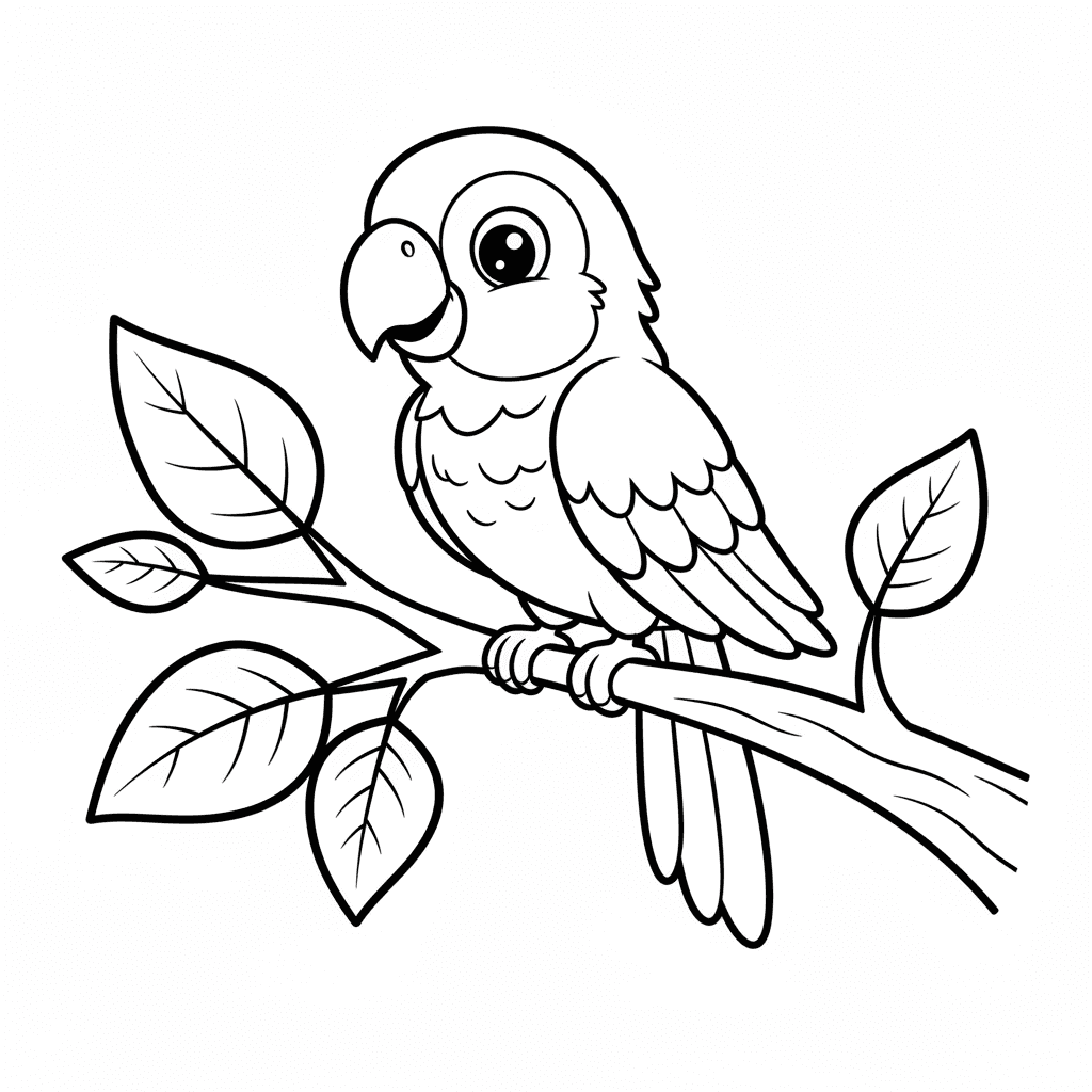 Parrot On A Tree Branch