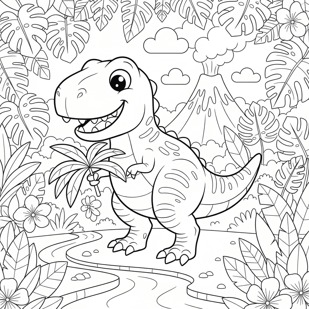 Friendly T-rex In A Jungle
