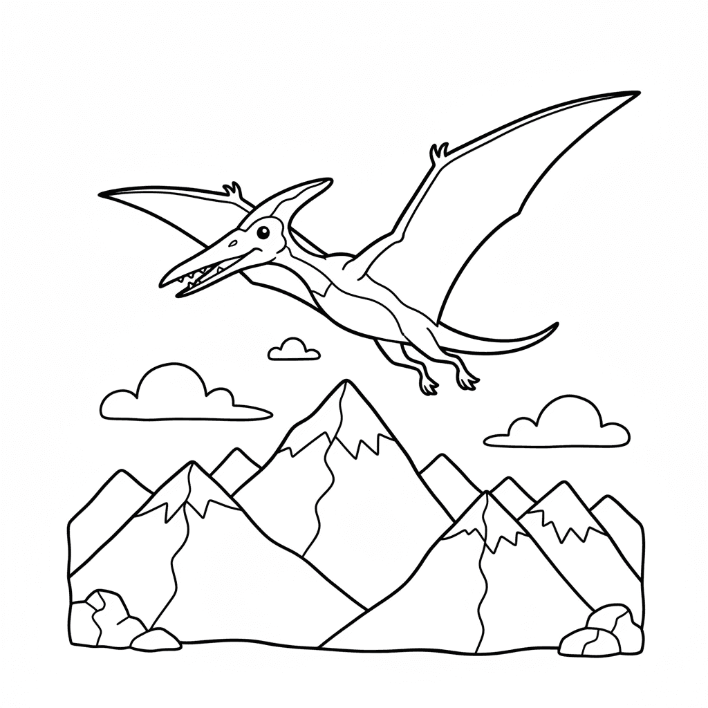 Pterodactyl Flying Over Mountains