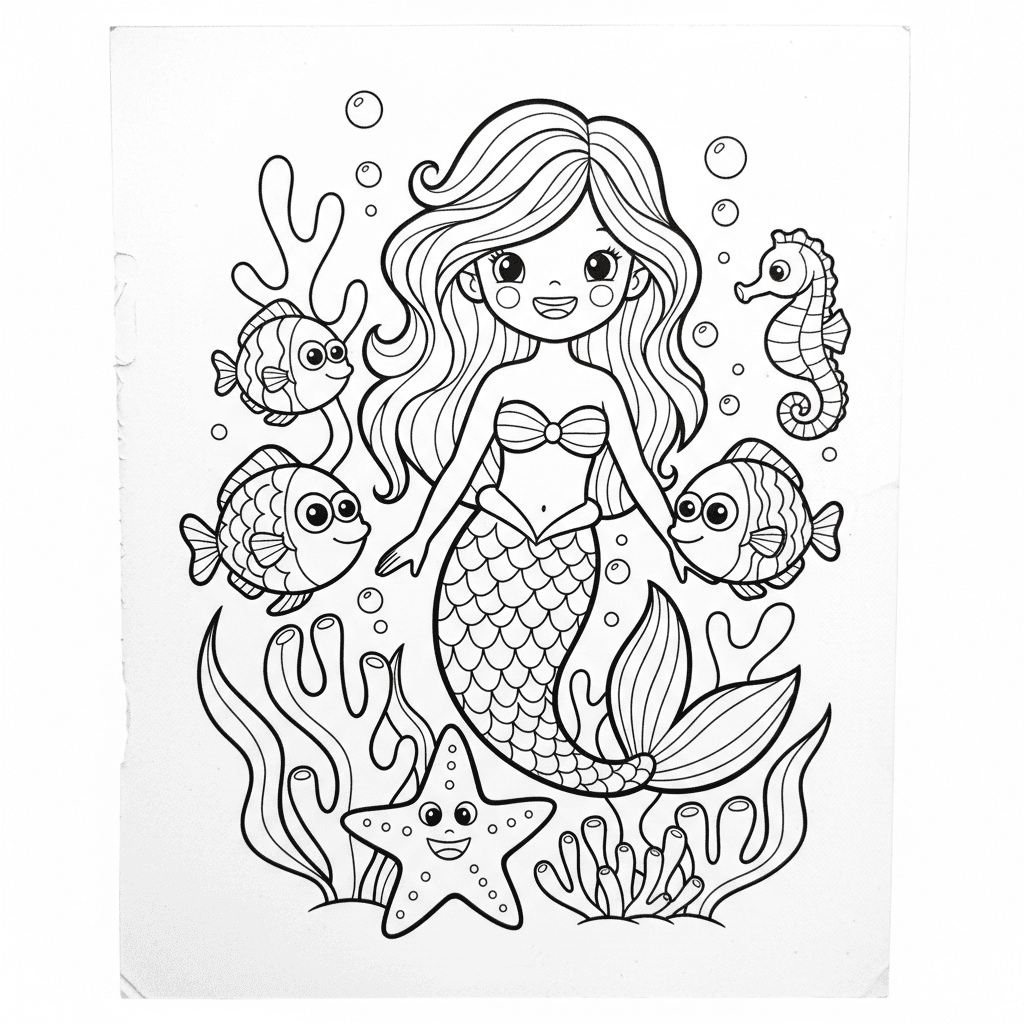 Mermaid Underwater With Fish Friends