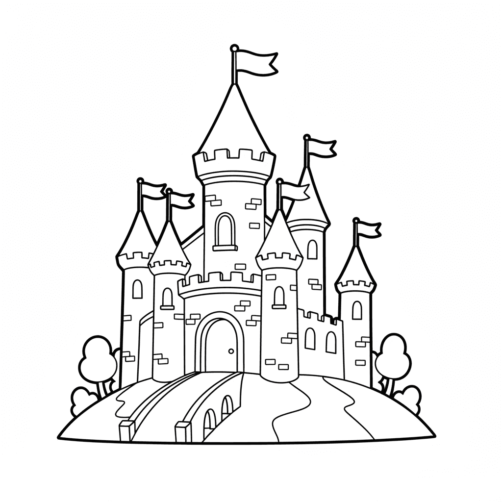 Princess Castle With Towers And Flags