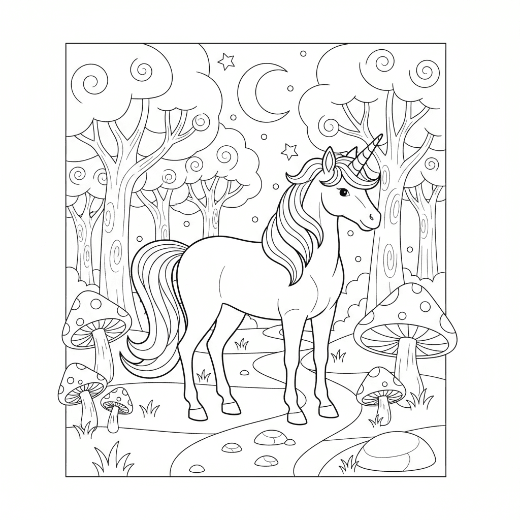 Unicorn In A Magical Forest