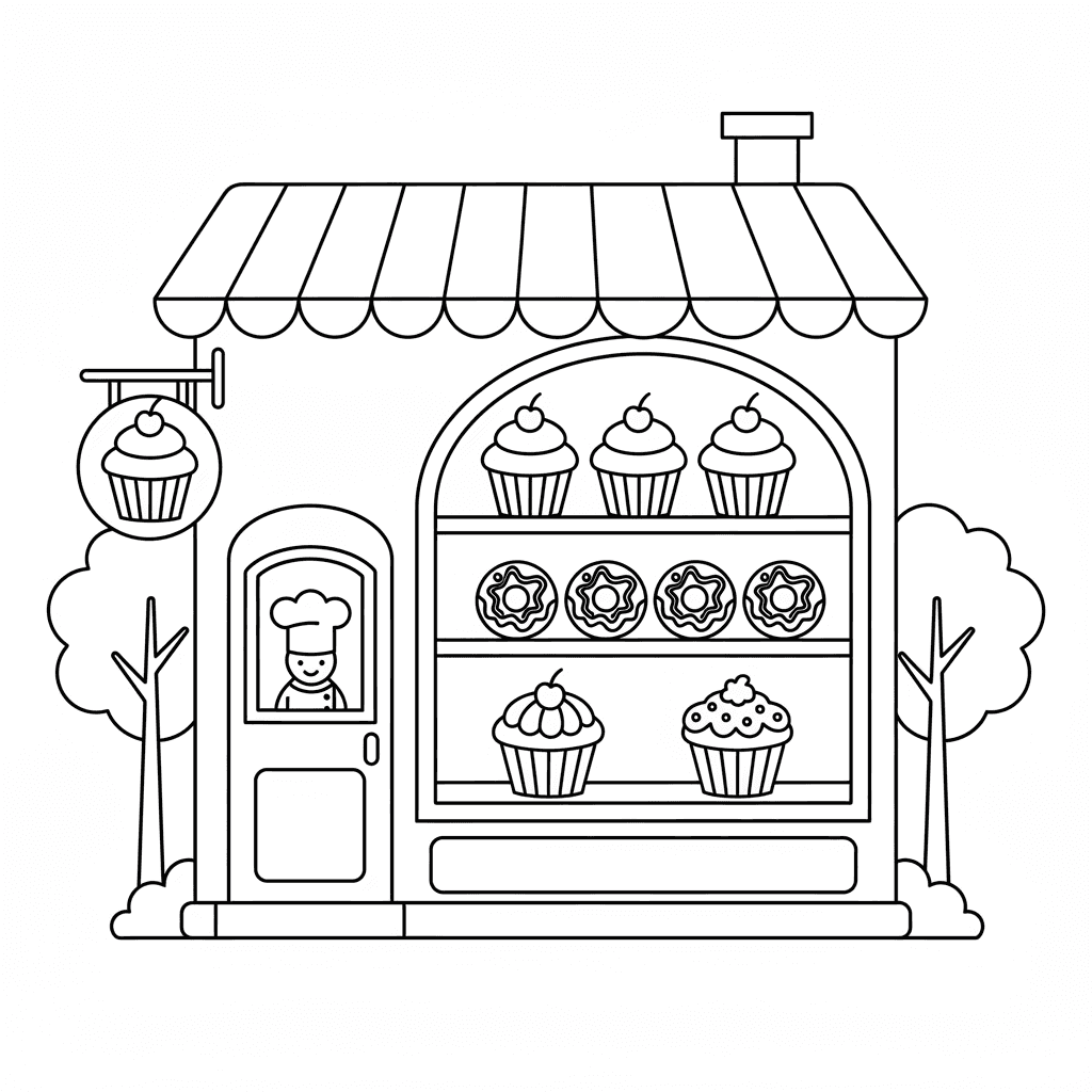 Bakery With Cupcakes And Donuts