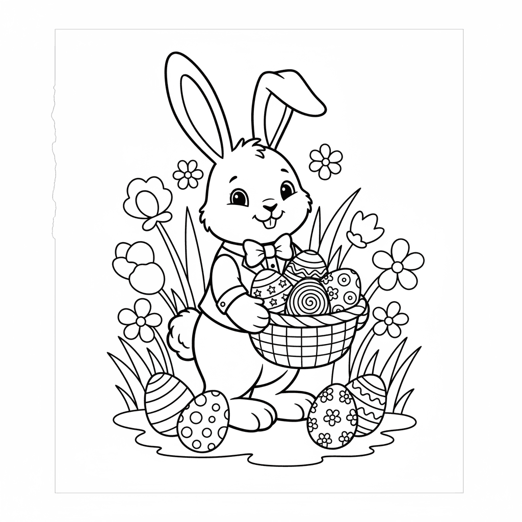 Easter Bunny With Decorated Eggs