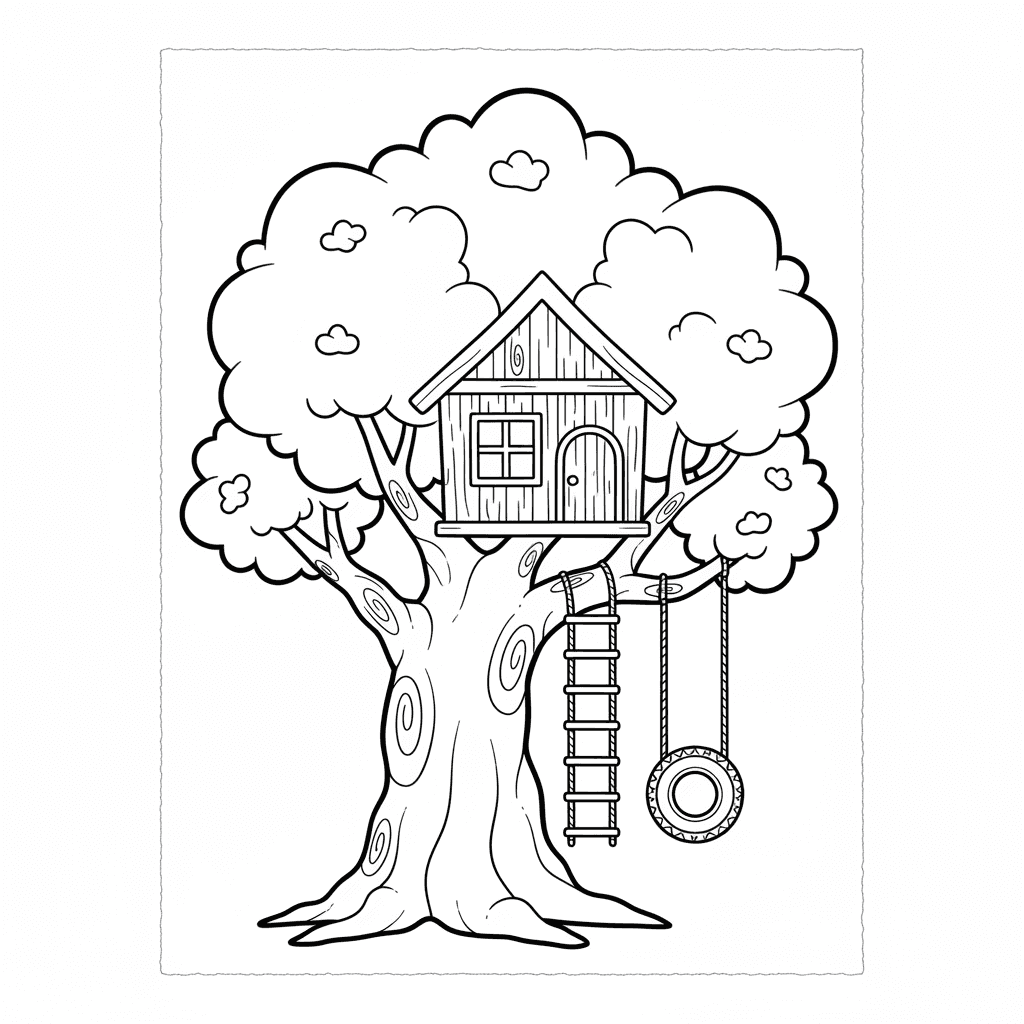 Treehouse In A Big Oak Tree