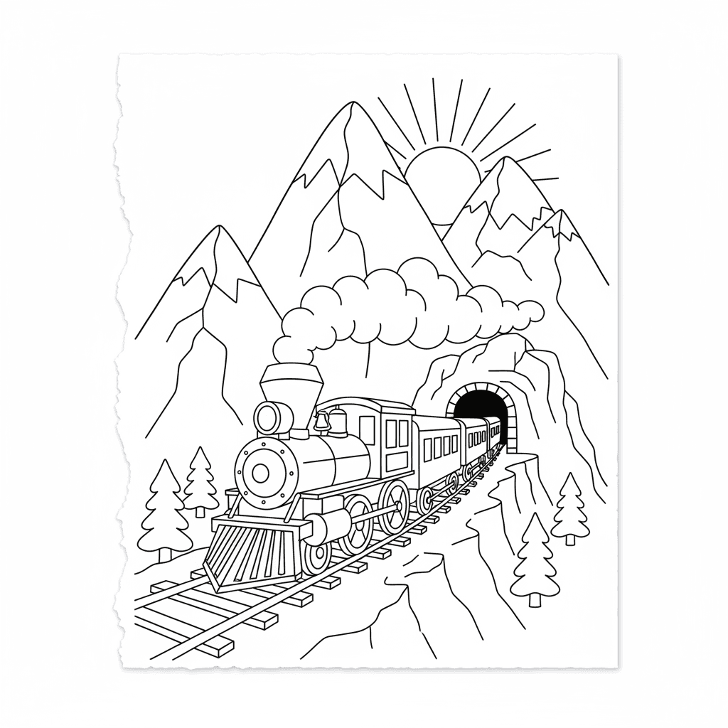 Train Going Through Mountains